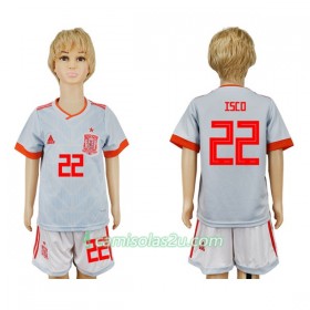Camisolas de futebol Espanha Isco 22 Criança Equipamento Alternativa Copa do Mundo 2018 Manga Curta